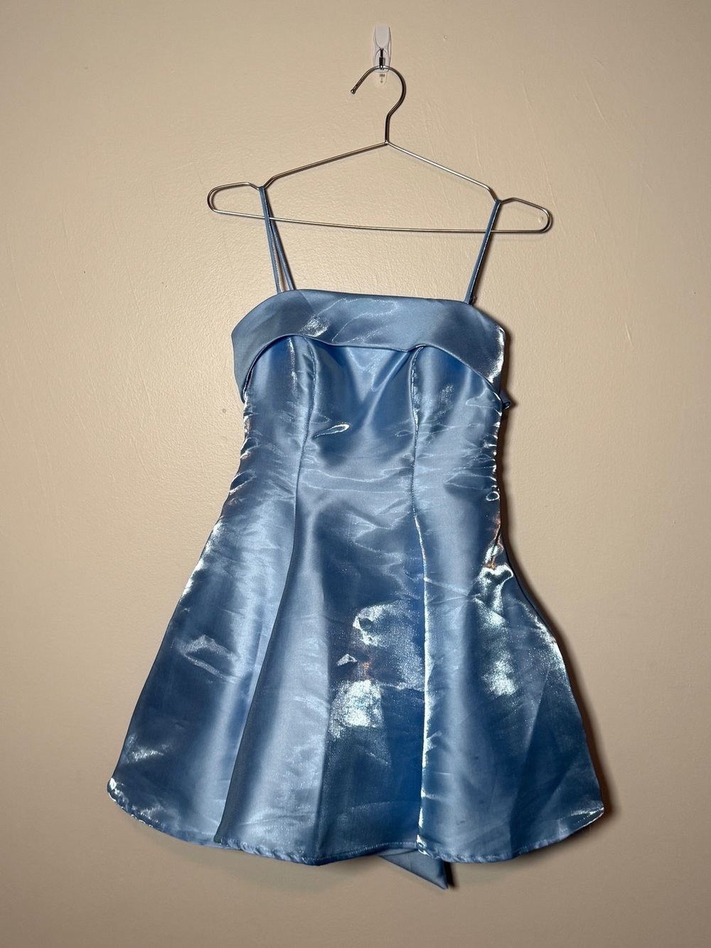 B Darlin Light Blue Square Neck Sleeveless Bow Back Dress
